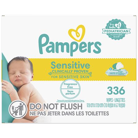 Pampers Sensitive Baby Wipes Sensitive Perfume Free Fragrance Free - 56.0 ea x 6 pack