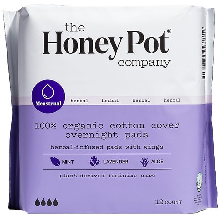The Honey Pot Overnight Herbal Menstrual Pads - 12.0 ea
