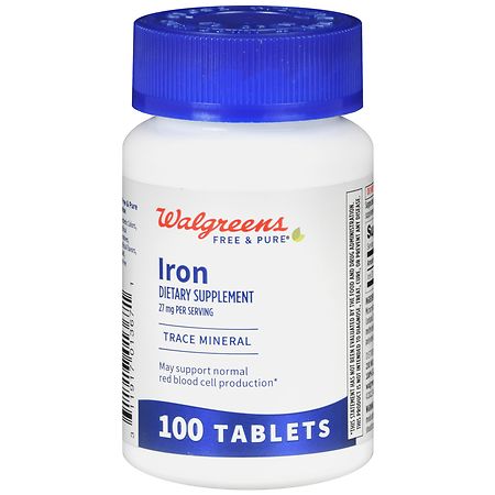 Walgreens Free & Pure Iron 27 mg Tablets - 100.0 ea