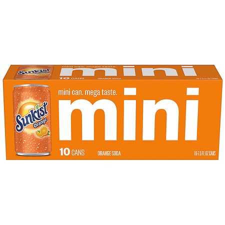 Sunkist Orange Soda, Mini Cans - 7.5 oz x 10 pack