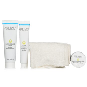 Juice BeautyBlemish Clearing Solutions Kit : Cleanser + Serum + Moisturizer + Mask + Washcloth (Unboxed) 4pcs+1cloth