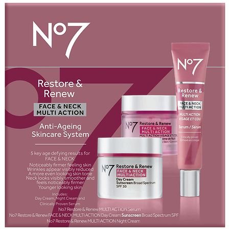 No7 Restore & Renew Multi Action Face & Neck Skincare System - 1.0 set