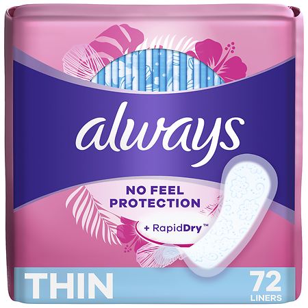 Always Thin, No Feel Protection Daily Liners, Regular Absorbency Unscented, Regular Absorbency - 72.0 ea