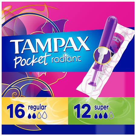 Tampax Pocket Radiant Pocket Radiant Tampons Unscented - Regular/Super Absorbency 28.0 ea