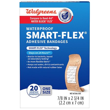 Walgreens Waterproof Smart-Flex Adhesive Bandages 7/8 in x 2-3/4 in - 20.0 ea