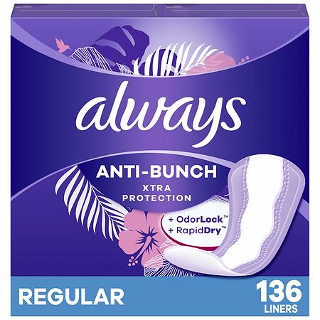 Always Anti-Bunch Xtra Protection Daily Liners, Regular Absorbency Unscented, Regular Absorbency - 100.0 ea x 4 pack
