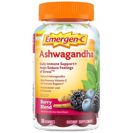 Emergen-C Ashwagandha Gummies for Immune Support Berry Blend - 36.0 ea