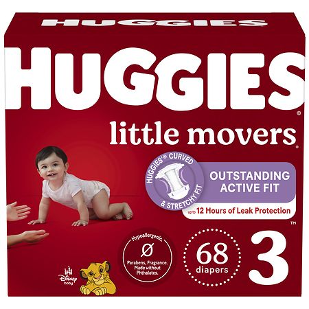 Huggies Little Movers Baby Diapers Size 3 (68 Ct) - 68.0 ea