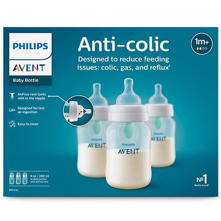 Philips Avent Avent Anti-colic Bottle With AirFree Vent 9oz Clear (SCY703/03) - 3.0 ea