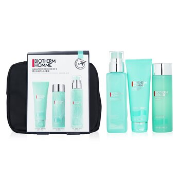 BiothermHomme Aquapower Power Of 3 Set : Cleanser + Toning Lotion 200ml + Advanced Gel 100ml 3pcs+1bag