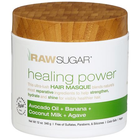 Raw Sugar Healing Power Hair Masque Avocado Oil + Banana + Coconut Milk + Agave - 12.0 oz