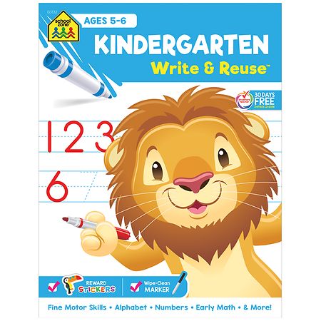 School Zone Kindergarten Write & Reuse Workbook - 1.0 ea