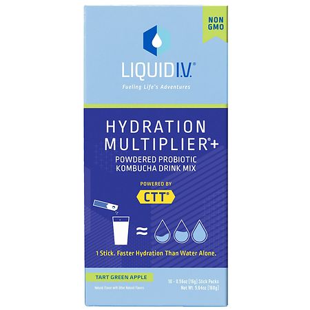 Liquid I.V. Hydration Multiplier+ Powdered Probiotic Kombucha Drink Mix Tart Green Apple - 0.56 oz x 10 pack