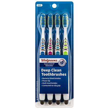 Walgreens Deep Clean Bacteria Guard Soft Toothbrushes - 4.0 ea