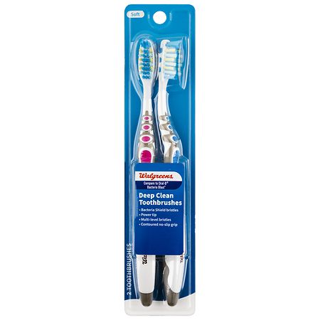 Walgreens Deep Clean Bacteria Guard Toothbrushes, Soft - 2.0 ea