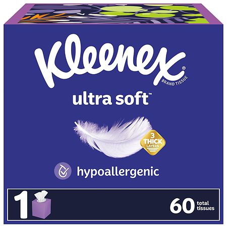 Kleenex Hypoallergenic Facial Tissues, 3-Ply - 60.0 ea