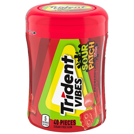 Trident Vibes Sugar Free Gum Sour Patch Kids Redberry - 40.0 ea
