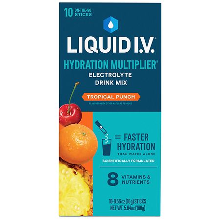 Liquid I.V. Hydration Multiplier - Hydration Powder Packs Tropical Punch - 0.56 oz x 10 pack
