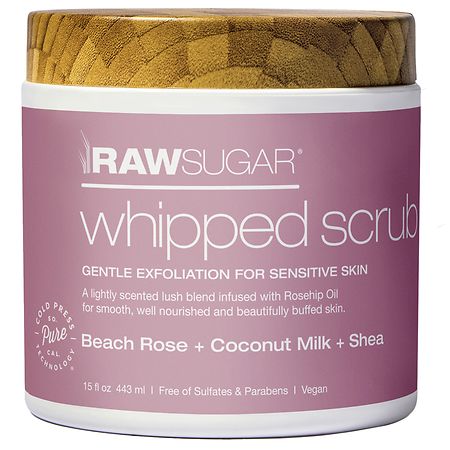 Raw Sugar Sensitive Skin Whipped Scrub Beach Rose + Coconut Milk + Shea, 15 oz - 15.0 fl oz