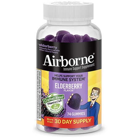 Airborne Elderberry Gummies with Vitamin C D & E, Zinc Immune Support Supplement - 74.0 ea