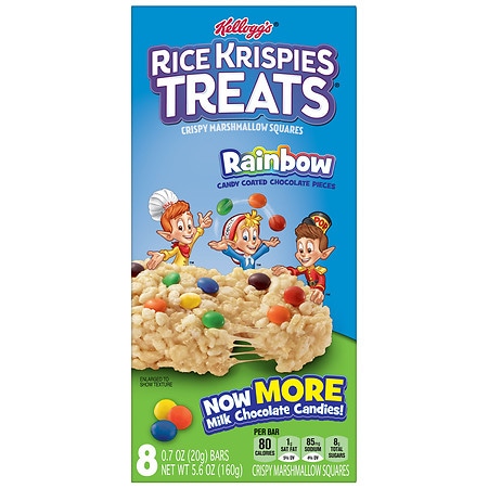 Rice Krispies Treats Marshmallow Snack Bars with Rainbow Candy Coated Chocolate Pieces - 0.7 oz x 8 pack