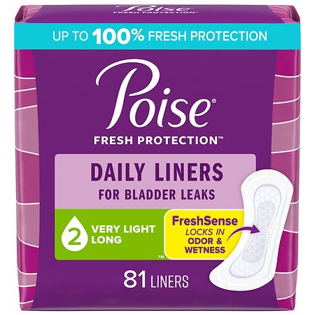 Poise Incontinence Daily Liners, Very Light 2 Long (81 ct) - 81.0 ea