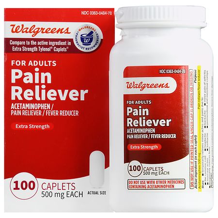 Walgreens Extra Strength Pain Reliever Acetaminophen Caplets - 100.0 EA