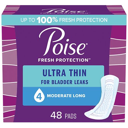 Poise Postpartum Incontinence Pads Moderate Absorbency Long Length (48 ct) - 48.0 ea