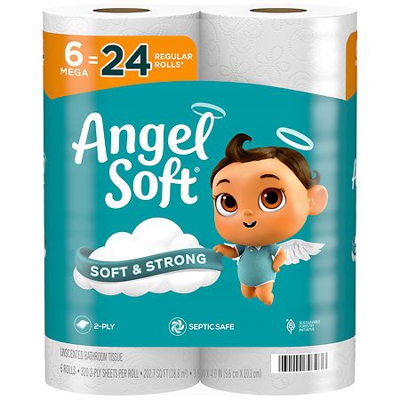 Angel Soft 2-Ply Bathroom Tissue Mega Roll - 320.0 ea x 6 pack