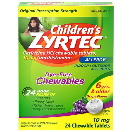 Children's Zyrtec 24 Hour Children's Allergy Chewable Tablets, Grape - 24.0 ea