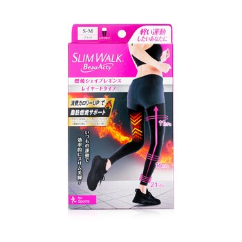 SlimWalkCompression Leggings with Taping Function for Sports - # Black (Size: S-M) 1pair