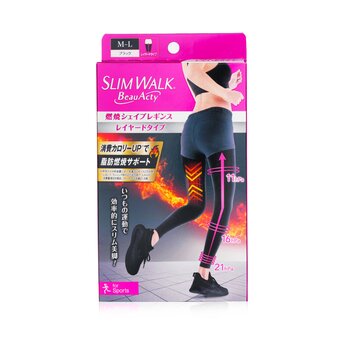SlimWalkCompression Leggings with Taping Function for Sports - #Black (Size: M-L) 1pair