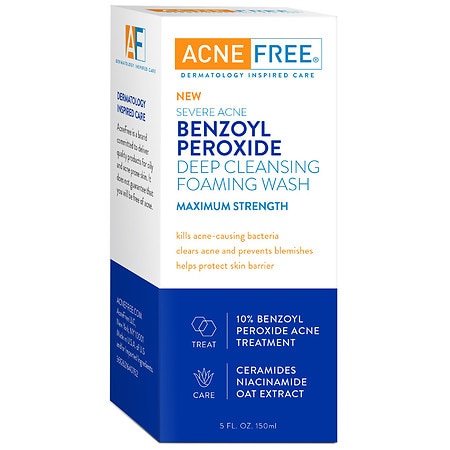 AcneFree Severe Acne- Benzoyl Peroxide Deep Cleansing Foaming Wash- Max Strength - 5.0 fl oz