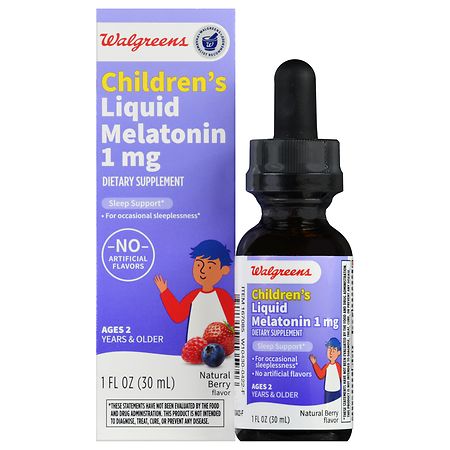 Walgreens Children's Liquid Melatonin 1 mg Natural Berry - 1.0 fl oz