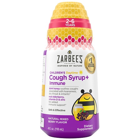 Zarbee's Children's Daytime Cough Syrup + Immune, 2-6 Years Natural Mixed Berry - 4.0 fl oz