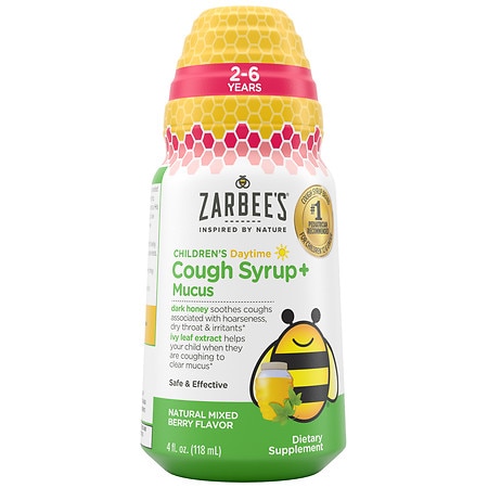 Zarbee's Children's Daytime Cough Syrup + Mucus, 2-6 Years Natural Mixed Berry - 4.0 fl oz
