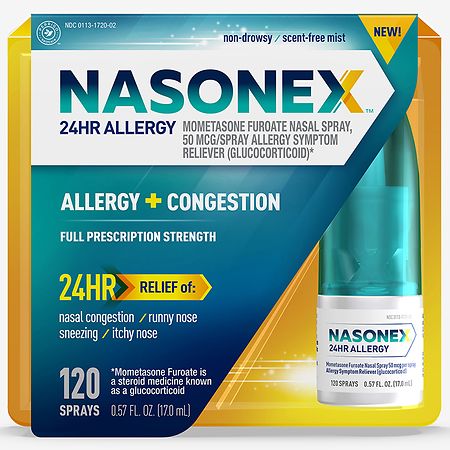 Nasonex 24HR Allergy Nasal Spray, Allergy + Congestion, Non-Drowsy Relief - 0.57 fl oz