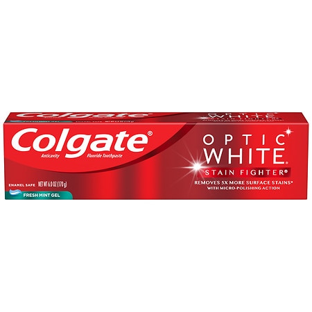 Colgate Optic White Stain Fighter Toothpaste, Fresh Mint Gel - 6.0 oz