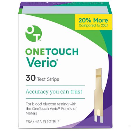 OneTouch Verio Diabetic Test Strips for Blood Sugar Monitor - 30.0 ea