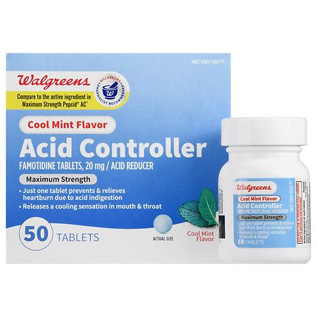Walgreens Maximum Strength Acid Controller Tablets Cool Mint - 50.0 EA