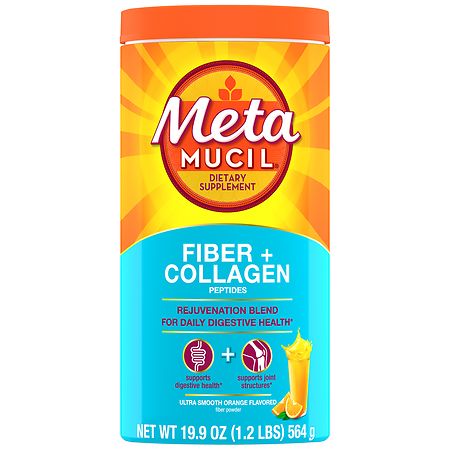 Metamucil Daily Fiber + Collagen, Plant Based Fiber Orange - 19.9 oz
