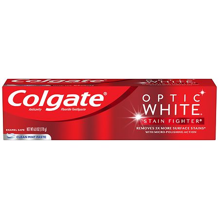Colgate Optic White Stain Fighter Stain Removal Toothpaste, Clean Mint Clean Mint Paste - 6.0 oz