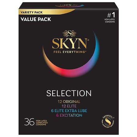 SKYN Selection Non-Latex Lubricated Condoms Sensual Masking, Nominal Width: 53 mm, Natural - 36.0 EA