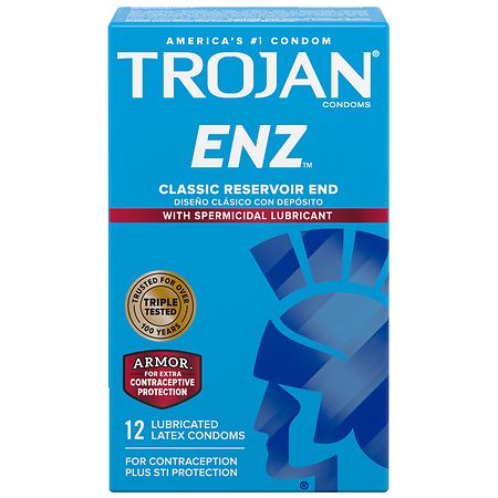 Trojan ENZ Spermicidal Lubricated Condoms - 12.0 ea