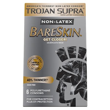 Trojan Supra Non-Latex Bareskin Lubricated Condoms - 6.0 ea