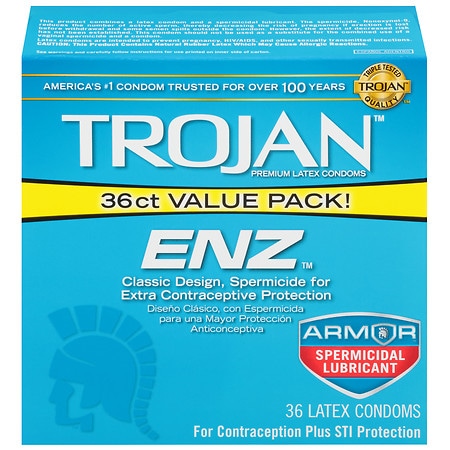 Trojan ENZ Spermicidal Lubricated Condoms - 36.0 ea