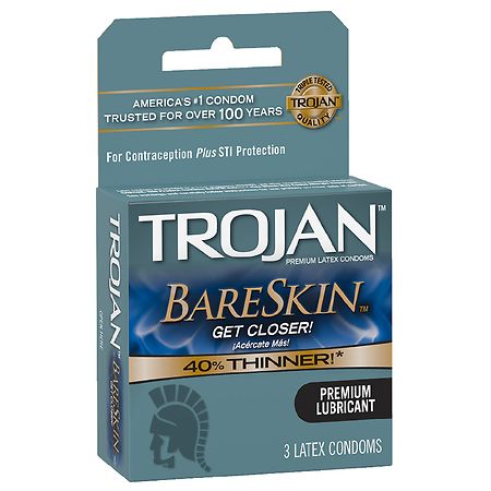 Trojan Sensitivity Bareskin Lubricated Latex Condoms - 3.0 ea