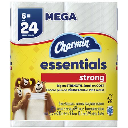 Charmin Essentials Strong Toilet Paper Mega Rolls 6 Mega Rolls - 429.0 EA x 6 pack