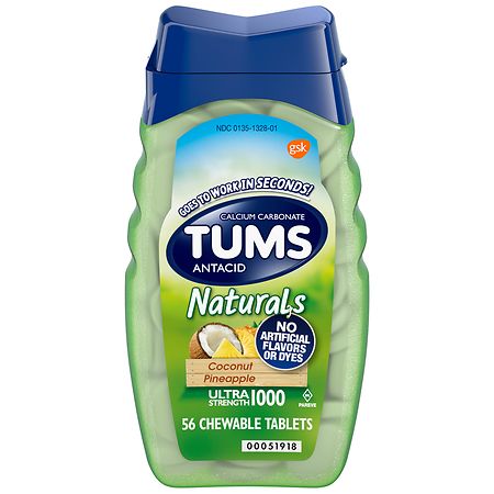 Tums Antacid Chewable Ultra Strength Tablets Coconut Pineapple - 56.0 ea