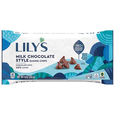 Lily's No Sugar Added, Baking Chips, Bag Milk Chocolate Style - 9.0 oz